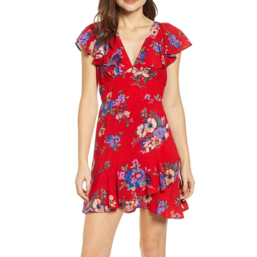 Ruffle trim mini dress